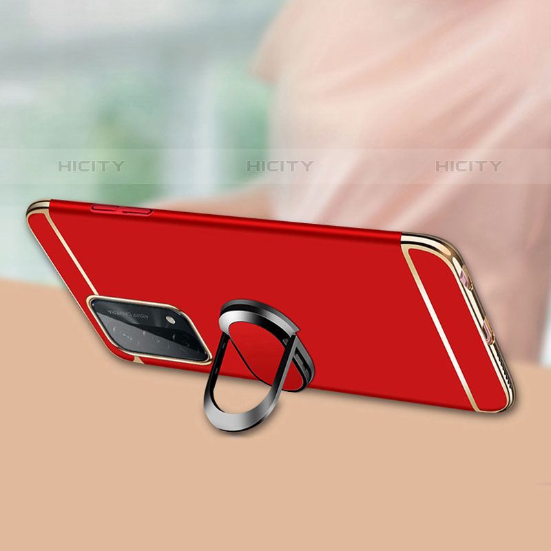 Funda Bumper Lujo Marco de Metal y Plastico Carcasa con Anillo de dedo Soporte P03 para OnePlus Nord N200 5G