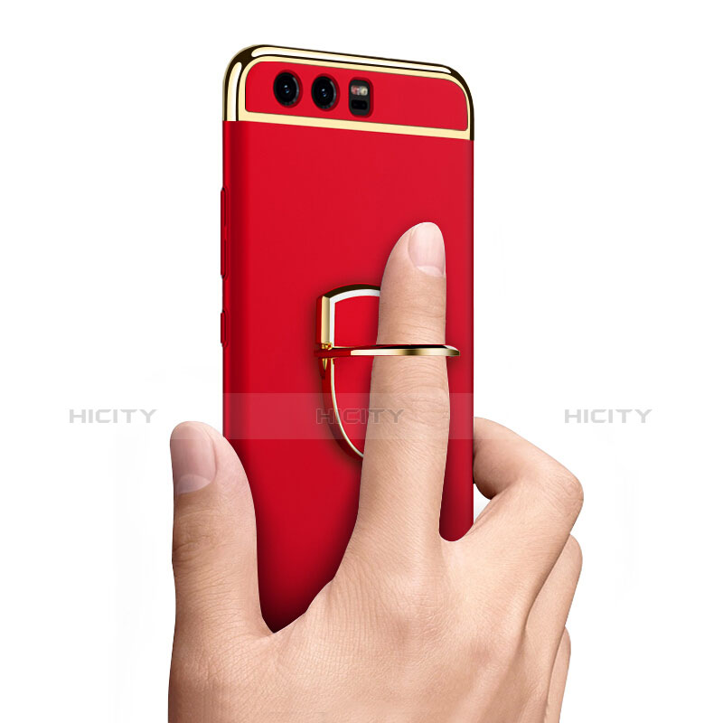 Funda Bumper Lujo Marco de Metal y Plastico Carcasa con Anillo de dedo Soporte para Huawei P10