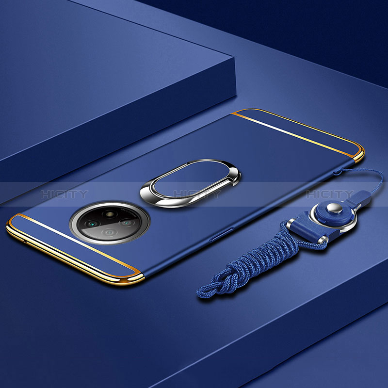 Funda Bumper Lujo Marco de Metal y Plastico Carcasa con Anillo de dedo Soporte para Xiaomi Redmi Note 9T 5G