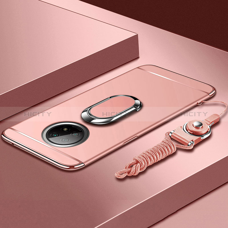 Funda Bumper Lujo Marco de Metal y Plastico Carcasa con Anillo de dedo Soporte para Xiaomi Redmi Note 9T 5G
