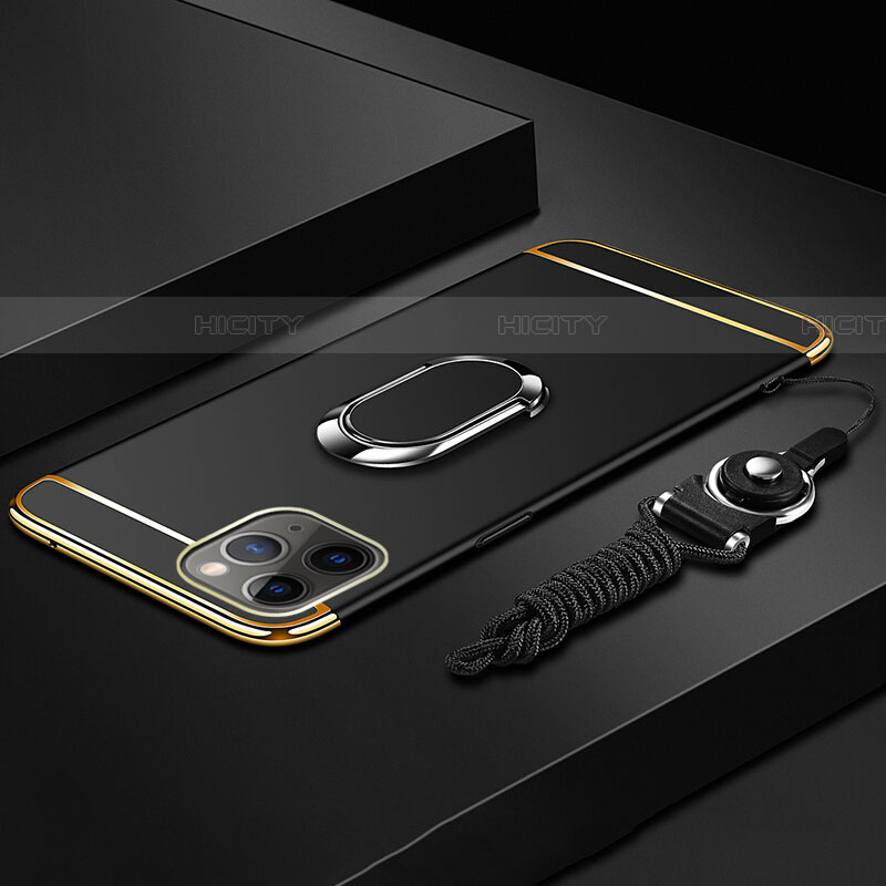 Funda Bumper Lujo Marco de Metal y Plastico Carcasa con Anillo de dedo Soporte T01 para Apple iPhone 11 Pro Max