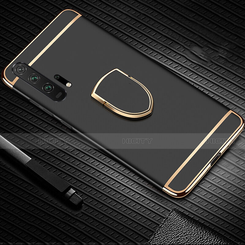 Funda Bumper Lujo Marco de Metal y Plastico Carcasa con Anillo de dedo Soporte T01 para Huawei Honor 20 Pro