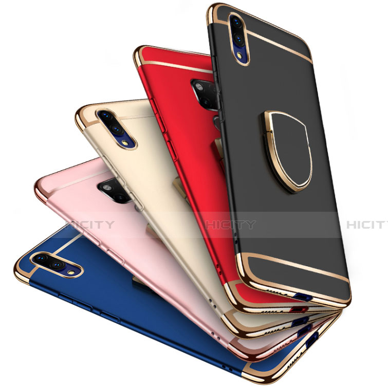 Funda Bumper Lujo Marco de Metal y Plastico Carcasa con Anillo de dedo Soporte T01 para Huawei Honor 20 Pro