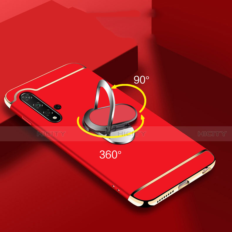 Funda Bumper Lujo Marco de Metal y Plastico Carcasa con Anillo de dedo Soporte T01 para Huawei Nova 5
