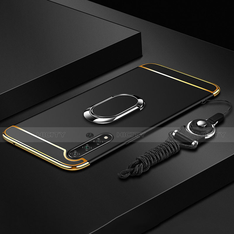 Funda Bumper Lujo Marco de Metal y Plastico Carcasa con Anillo de dedo Soporte T01 para Huawei Nova 5 Pro