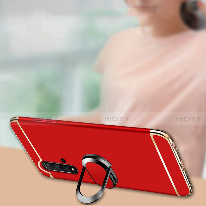 Funda Bumper Lujo Marco de Metal y Plastico Carcasa con Anillo de dedo Soporte T01 para Huawei Nova 5 Pro