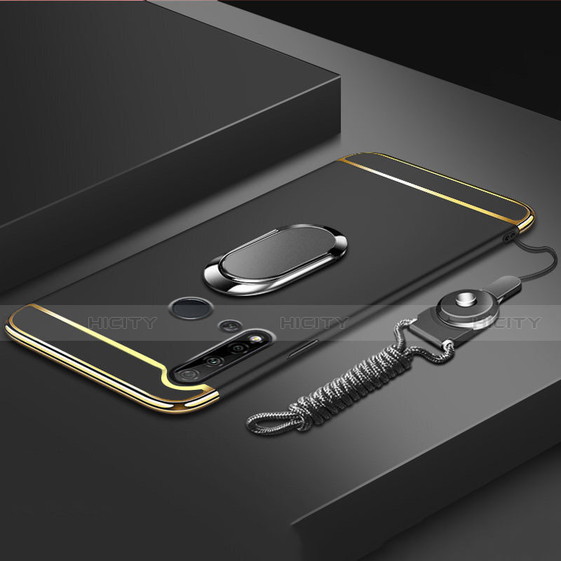 Funda Bumper Lujo Marco de Metal y Plastico Carcasa con Anillo de dedo Soporte T01 para Huawei Nova 5i