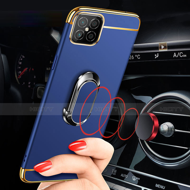 Funda Bumper Lujo Marco de Metal y Plastico Carcasa con Anillo de dedo Soporte T01 para Huawei Nova 8 SE 5G