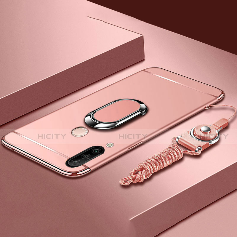 Funda Bumper Lujo Marco de Metal y Plastico Carcasa con Anillo de dedo Soporte T01 para Huawei P30 Lite New Edition