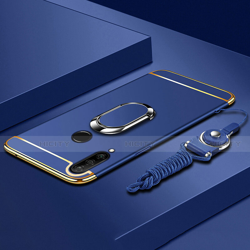 Funda Bumper Lujo Marco de Metal y Plastico Carcasa con Anillo de dedo Soporte T01 para Huawei P30 Lite New Edition
