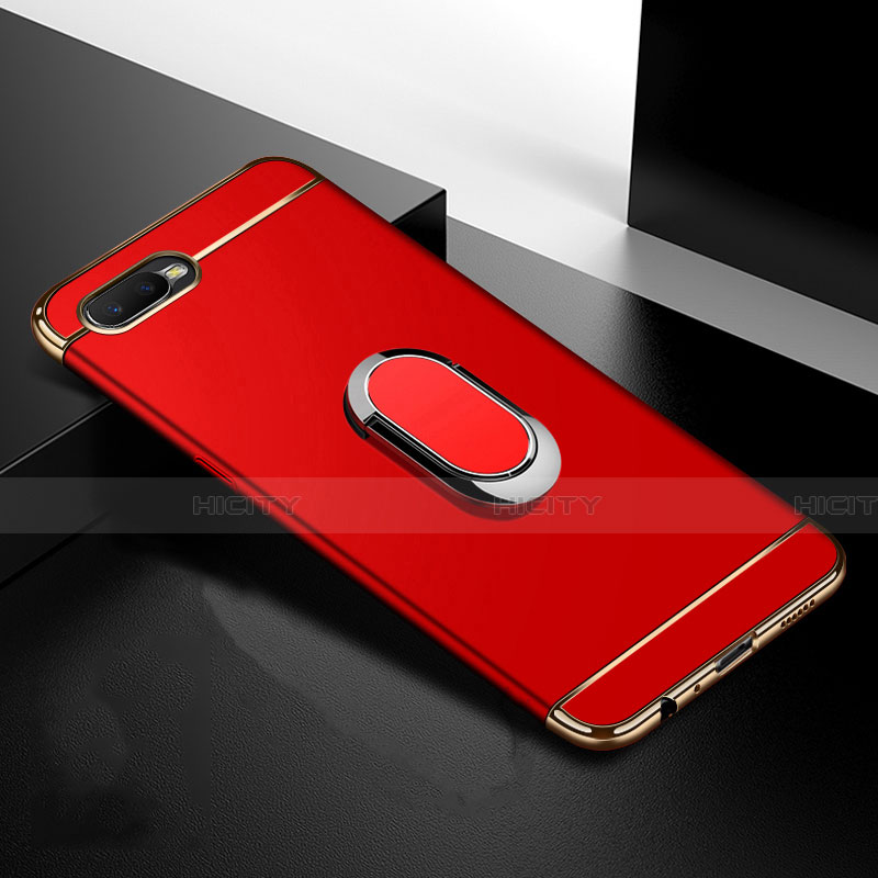 Funda Bumper Lujo Marco de Metal y Plastico Carcasa con Anillo de dedo Soporte T01 para Oppo R17 Neo