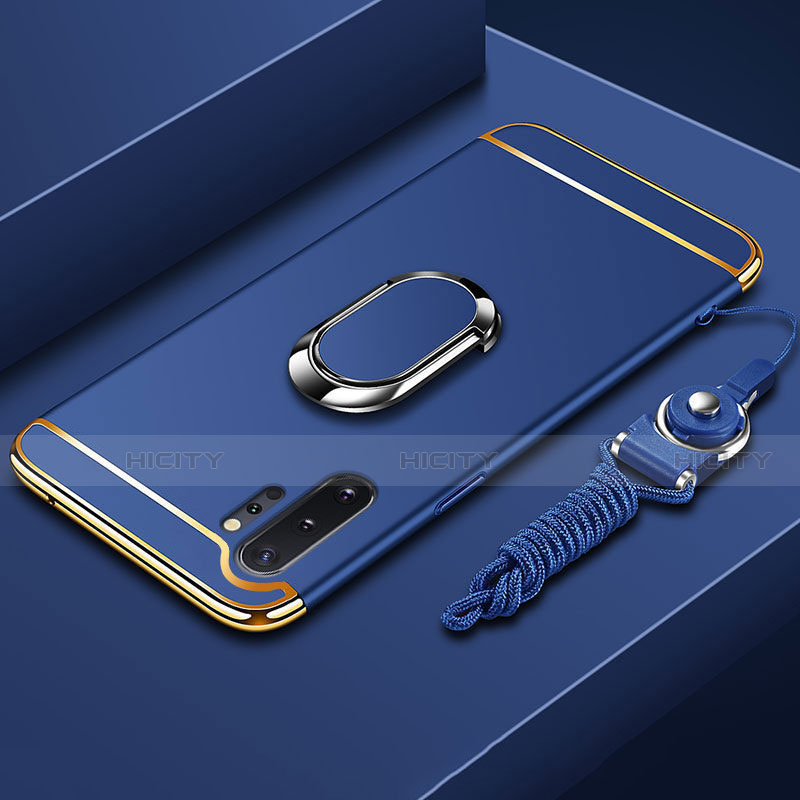 Funda Bumper Lujo Marco de Metal y Plastico Carcasa con Anillo de dedo Soporte T01 para Samsung Galaxy Note 10 Plus 5G