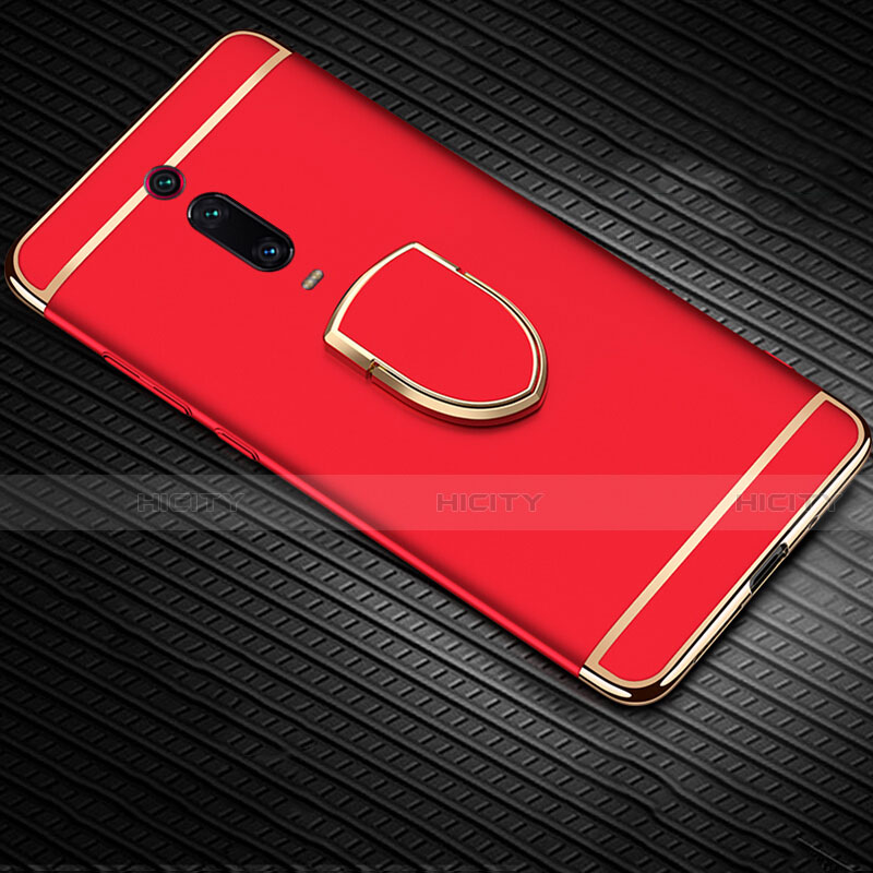 Funda Bumper Lujo Marco de Metal y Plastico Carcasa con Anillo de dedo Soporte T01 para Xiaomi Mi 9T Pro