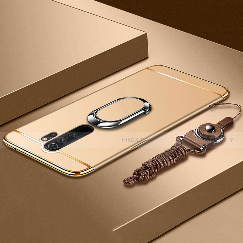 Funda Bumper Lujo Marco de Metal y Plastico Carcasa con Anillo de dedo Soporte T01 para Xiaomi Redmi Note 8 Pro