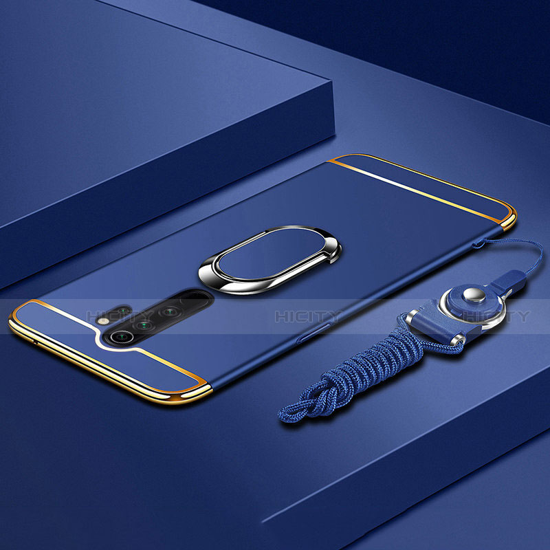 Funda Bumper Lujo Marco de Metal y Plastico Carcasa con Anillo de dedo Soporte T01 para Xiaomi Redmi Note 8 Pro