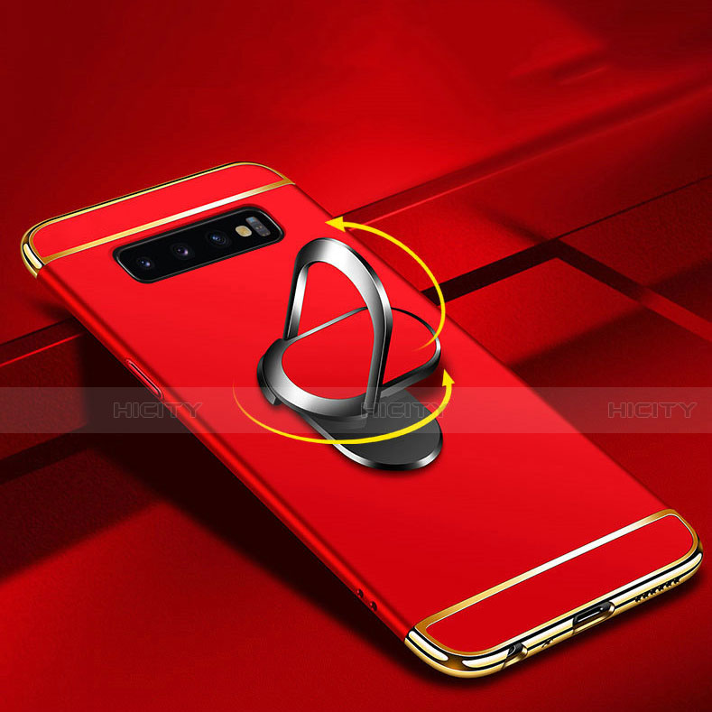 Funda Bumper Lujo Marco de Metal y Plastico Carcasa con Anillo de dedo Soporte T02 para Samsung Galaxy S10