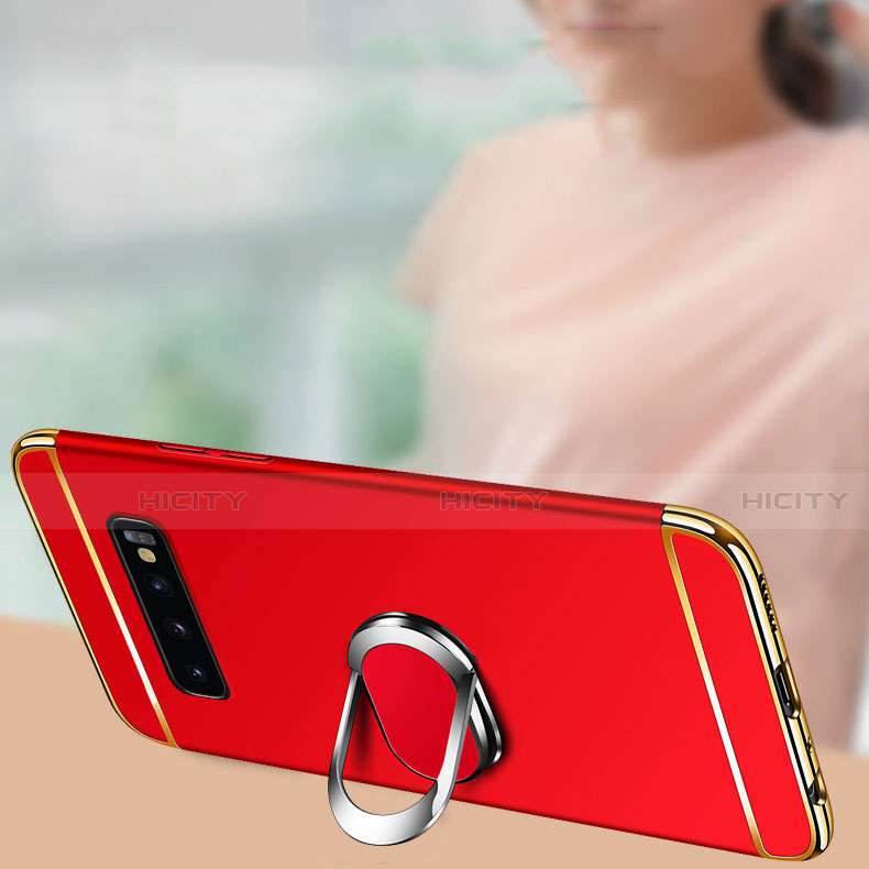 Funda Bumper Lujo Marco de Metal y Plastico Carcasa con Anillo de dedo Soporte T02 para Samsung Galaxy S10