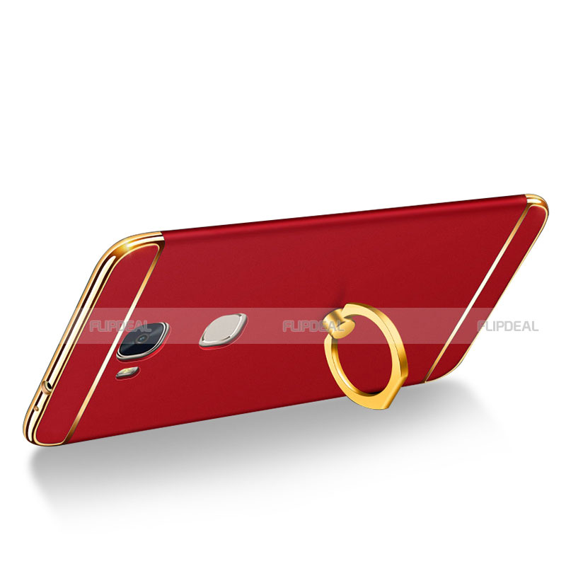 Funda Bumper Lujo Marco de Metal y Plastico Carcasa con Anillo de dedo Soporte y Lanyard para Huawei GR5