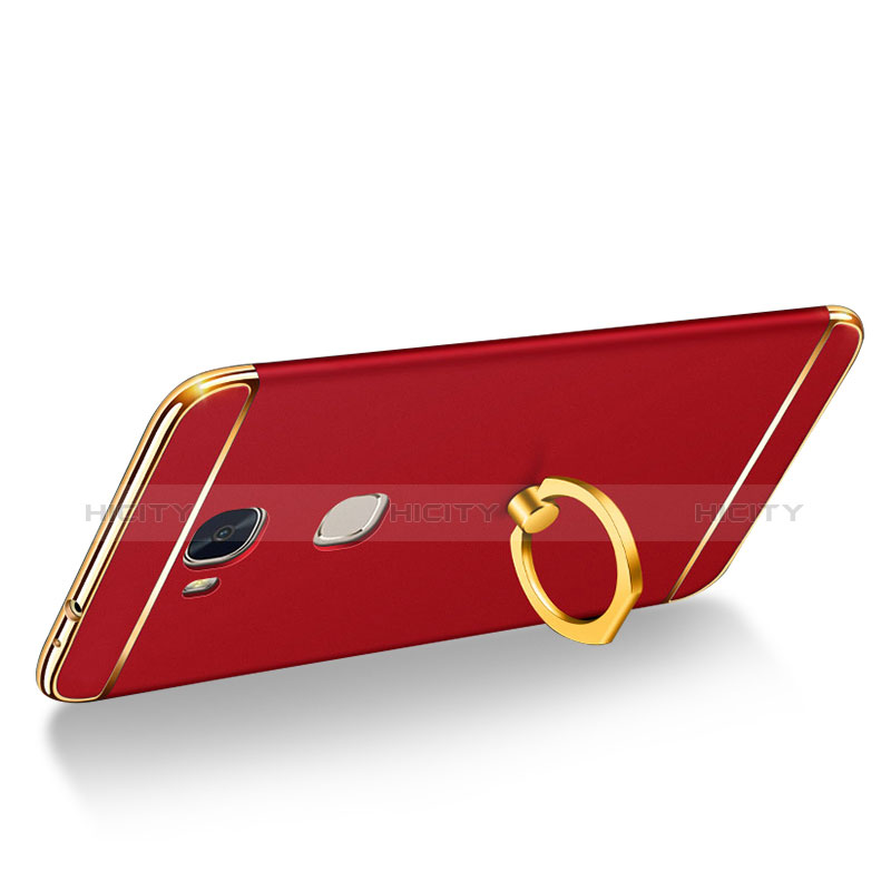 Funda Bumper Lujo Marco de Metal y Plastico Carcasa con Anillo de dedo Soporte y Lanyard para Huawei Honor 5X