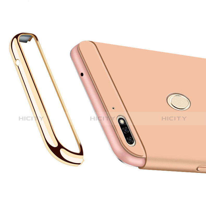 Funda Bumper Lujo Marco de Metal y Plastico Carcasa con Anillo de dedo Soporte y Lanyard para Huawei Honor 7C