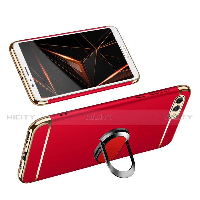 Funda Bumper Lujo Marco de Metal y Plastico Carcasa con Anillo de dedo Soporte y Lanyard para Huawei Nova 2S