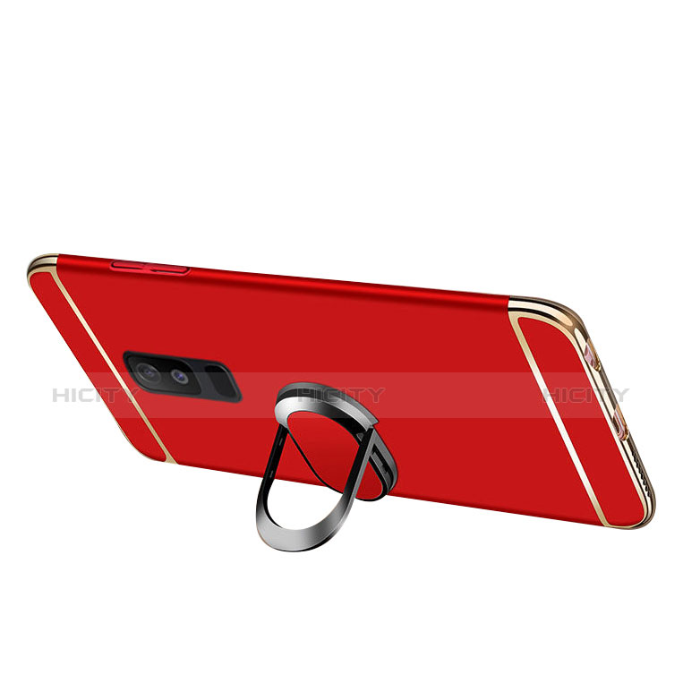 Funda Bumper Lujo Marco de Metal y Plastico Carcasa con Anillo de dedo Soporte y Lanyard para Samsung Galaxy A6 Plus (2018)