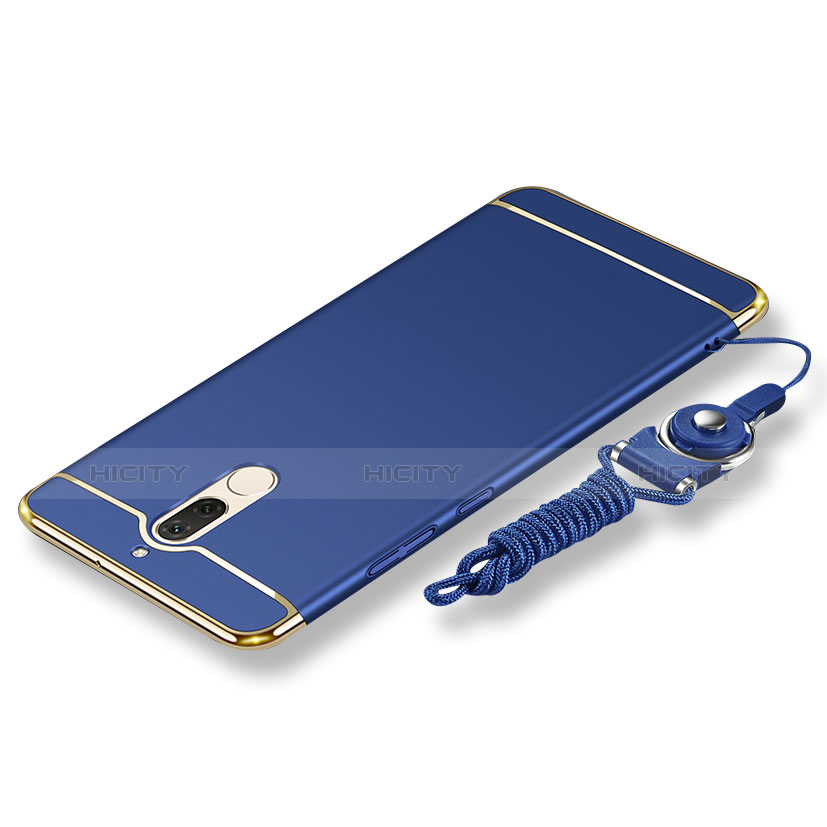 Funda Bumper Lujo Marco de Metal y Plastico Carcasa con Lanyard para Huawei Maimang 6 Azul