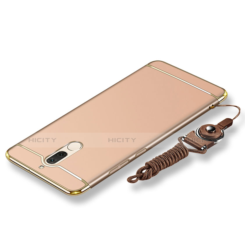 Funda Bumper Lujo Marco de Metal y Plastico Carcasa con Lanyard para Huawei Mate 10 Lite Oro