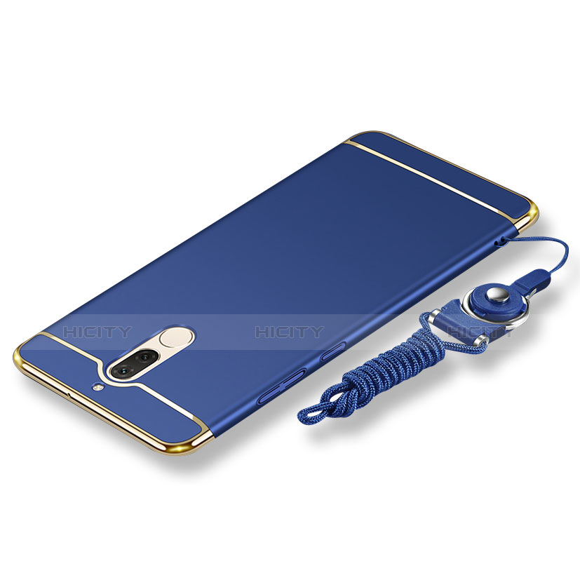 Funda Bumper Lujo Marco de Metal y Plastico Carcasa con Lanyard para Huawei Nova 2i Azul