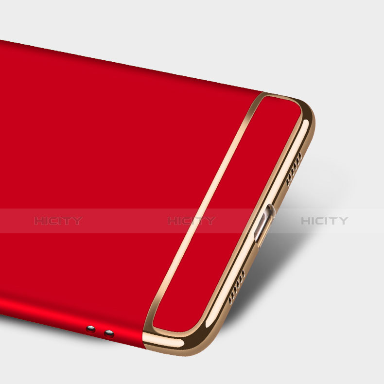 Funda Bumper Lujo Marco de Metal y Plastico con Anillo de dedo Soporte A02 para Huawei Honor 6X Pro Rojo