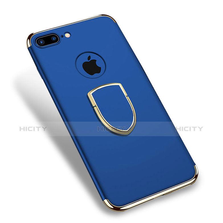 Funda Bumper Lujo Marco de Metal y Plastico con Anillo de dedo Soporte A03 para Apple iPhone 8 Plus Azul