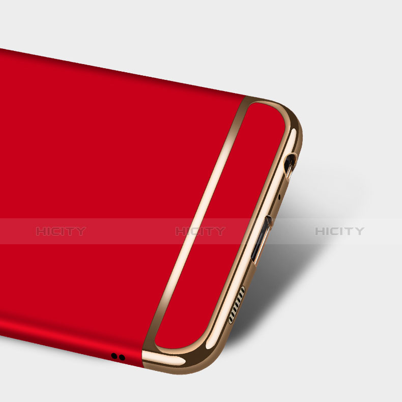 Funda Bumper Lujo Marco de Metal y Plastico con Anillo de dedo Soporte A03 para Huawei P9 Rojo