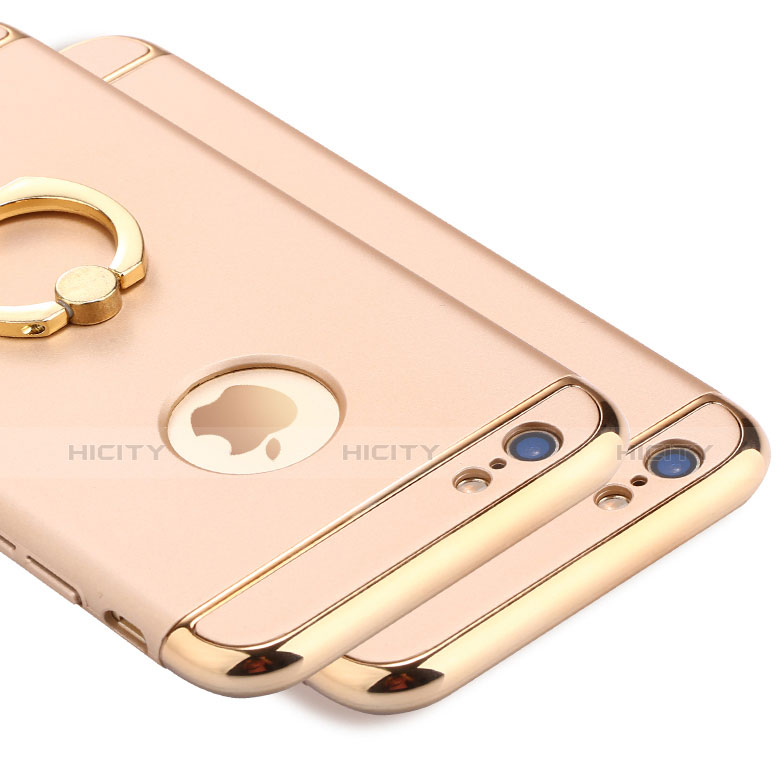 Funda Bumper Lujo Marco de Metal y Plastico con Anillo de dedo Soporte A05 para Apple iPhone 6S Plus Oro