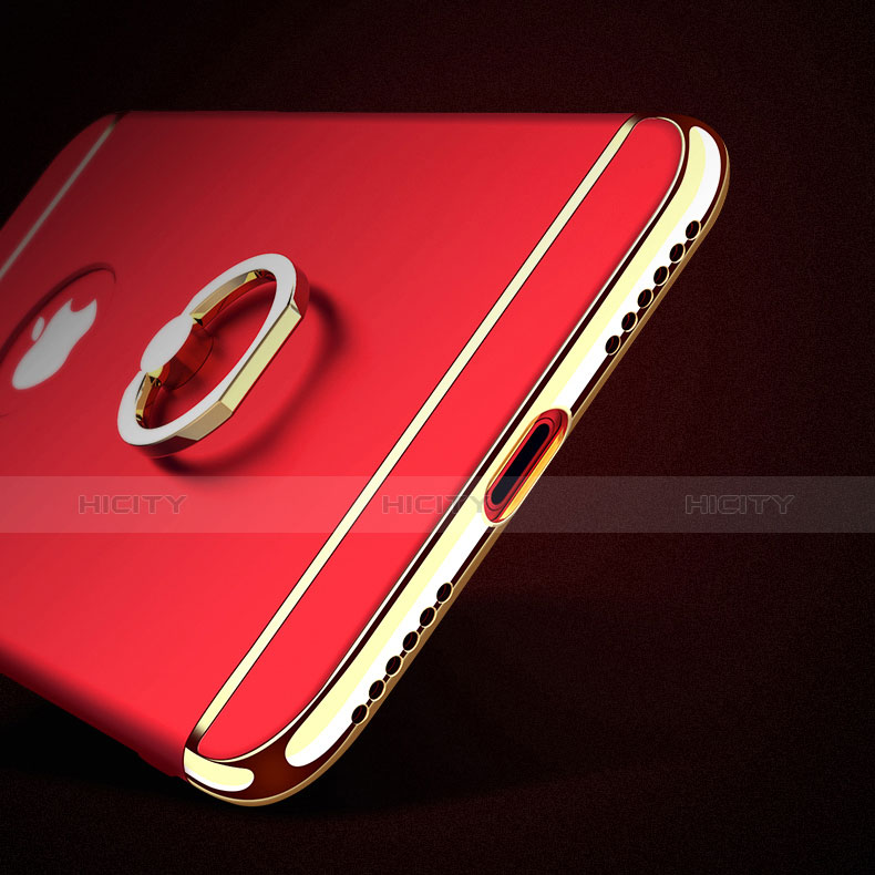 Funda Bumper Lujo Marco de Metal y Plastico con Anillo de dedo Soporte F02 para Apple iPhone Xs Max Rojo