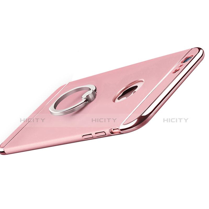 Funda Bumper Lujo Marco de Metal y Plastico con Anillo de dedo Soporte para Apple iPhone 6 Plus Rosa