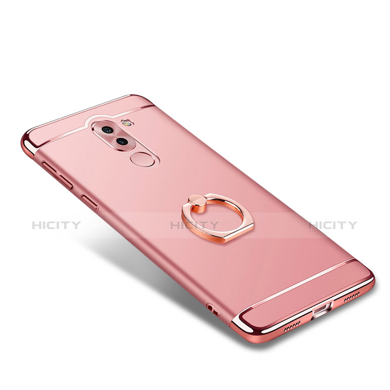 Funda Bumper Lujo Marco de Metal y Plastico con Anillo de dedo Soporte para Huawei GR5 (2017) Oro Rosa