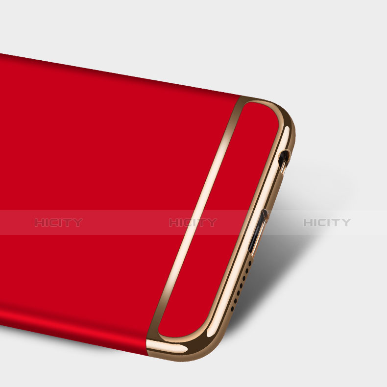 Funda Bumper Lujo Marco de Metal y Plastico con Anillo de dedo Soporte para Huawei Honor 8 Rojo