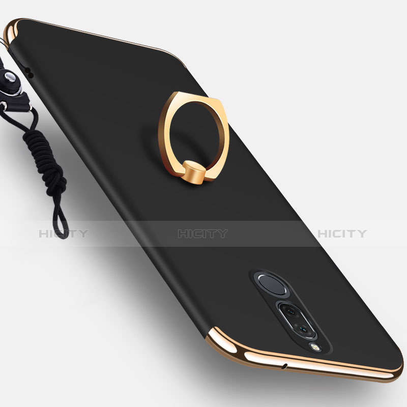 Funda Bumper Lujo Marco de Metal y Plastico con Anillo de dedo Soporte para Huawei Maimang 6 Negro