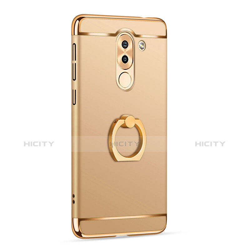 Funda Bumper Lujo Marco de Metal y Plastico con Anillo de dedo Soporte para Huawei Mate 9 Lite Oro