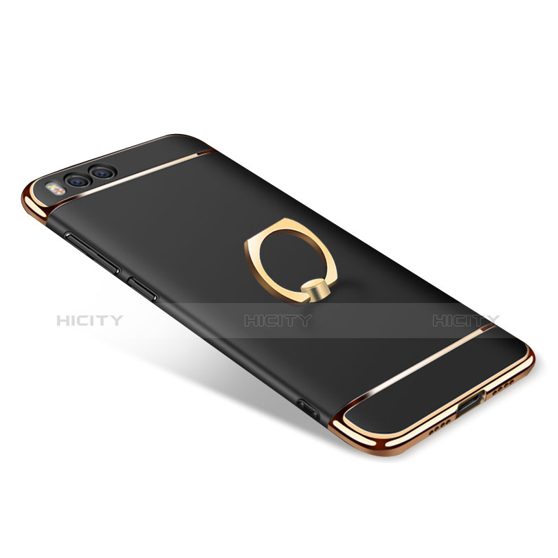 Funda Bumper Lujo Marco de Metal y Plastico con Anillo de dedo Soporte para Xiaomi Mi 6 Negro