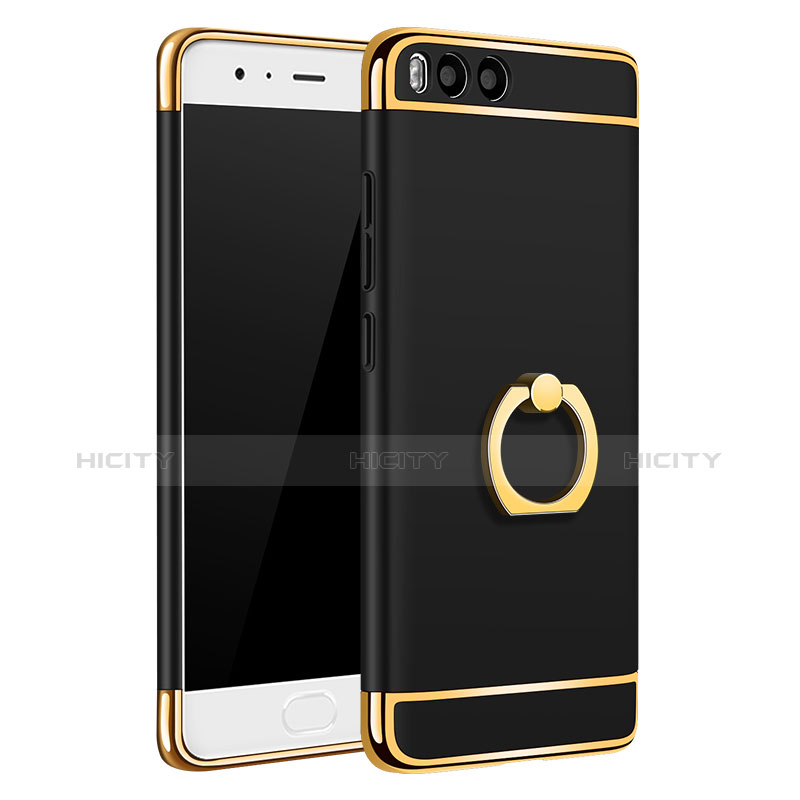 Funda Bumper Lujo Marco de Metal y Plastico con Anillo de dedo Soporte para Xiaomi Mi 6 Negro