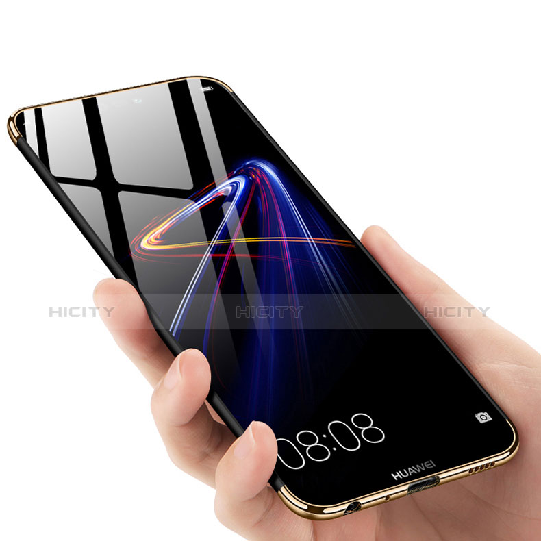 Funda Bumper Lujo Marco de Metal y Plastico con Magnetico Anillo de dedo Soporte para Huawei P Smart+ Plus Negro