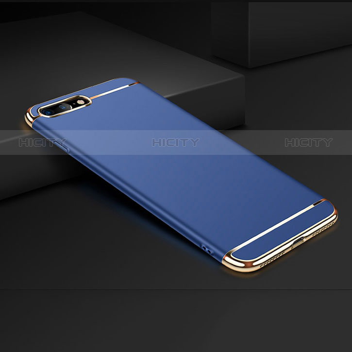 Funda Bumper Lujo Marco de Metal y Plastico F01 para Apple iPhone 8 Plus Azul