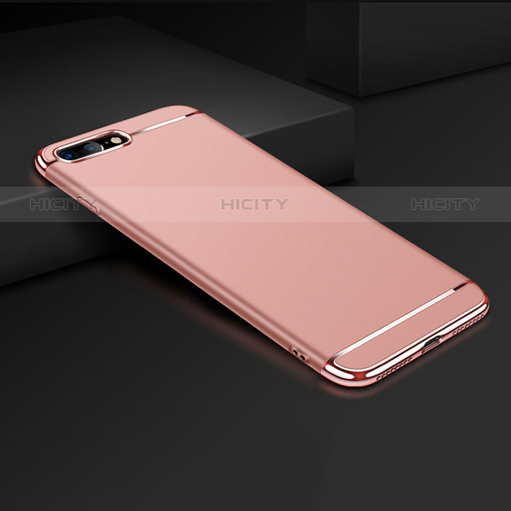 Funda Bumper Lujo Marco de Metal y Plastico F01 para Apple iPhone 8 Plus Oro Rosa