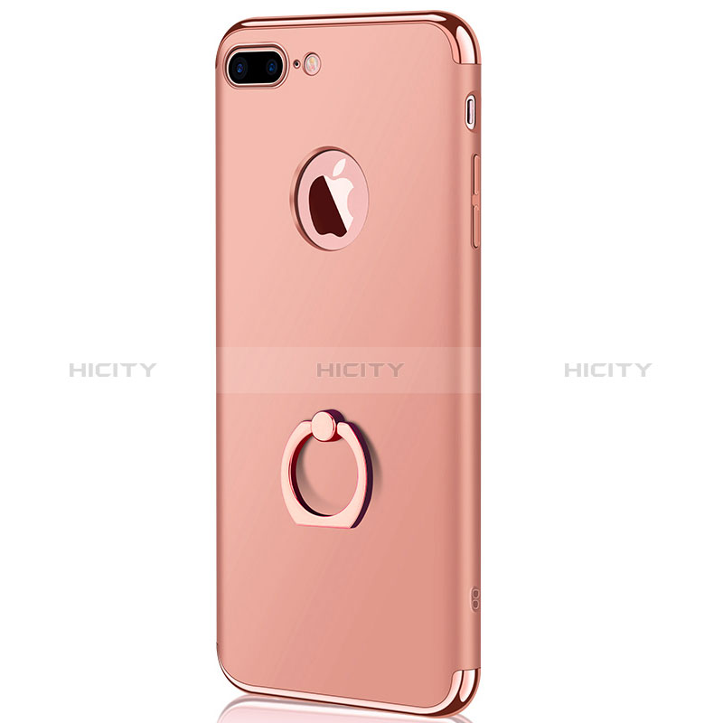 Funda Bumper Lujo Marco de Metal y Plastico F04 para Apple iPhone 8 Plus Oro Rosa