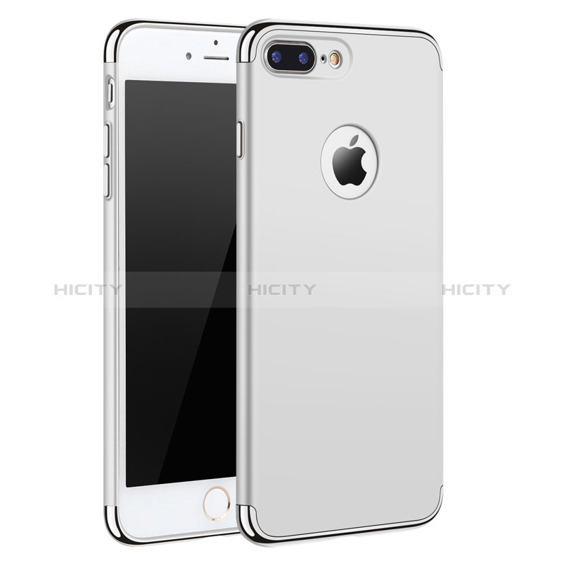 Funda Bumper Lujo Marco de Metal y Plastico F05 para Apple iPhone 8 Plus Blanco