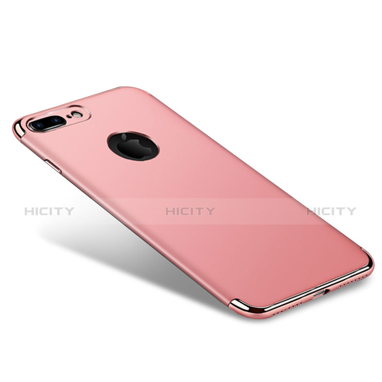 Funda Bumper Lujo Marco de Metal y Plastico F05 para Apple iPhone 8 Plus Oro Rosa
