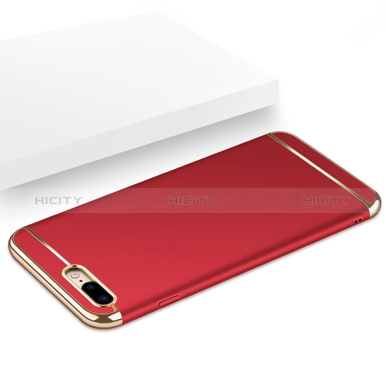 Funda Bumper Lujo Marco de Metal y Plastico F06 para Apple iPhone 8 Plus Rojo