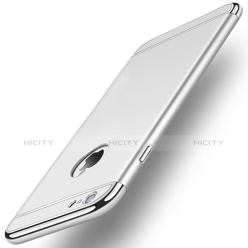 Funda Bumper Lujo Marco de Metal y Plastico M01 para Apple iPhone 6S Plus Plata