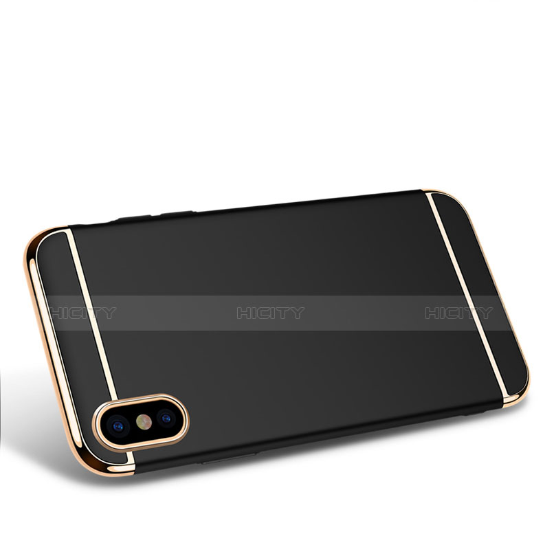 Funda Bumper Lujo Marco de Metal y Plastico M01 para Apple iPhone Xs Negro